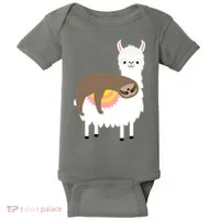 Sleeping Sloth On A Llama  Baby Bodysuit thumb 0