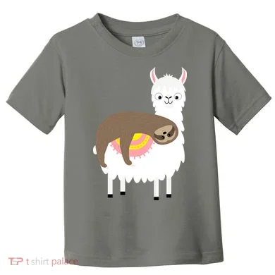 Sleeping Sloth On A Llama Toddler T-Shirt