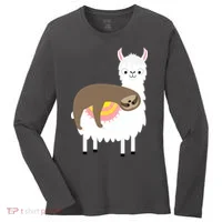Sleeping Sloth On A Llama  Women's Long Sleeve Shirt thumb 0