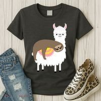 Sleeping Sloth On A Llama  Women's T-Shirt thumb 3