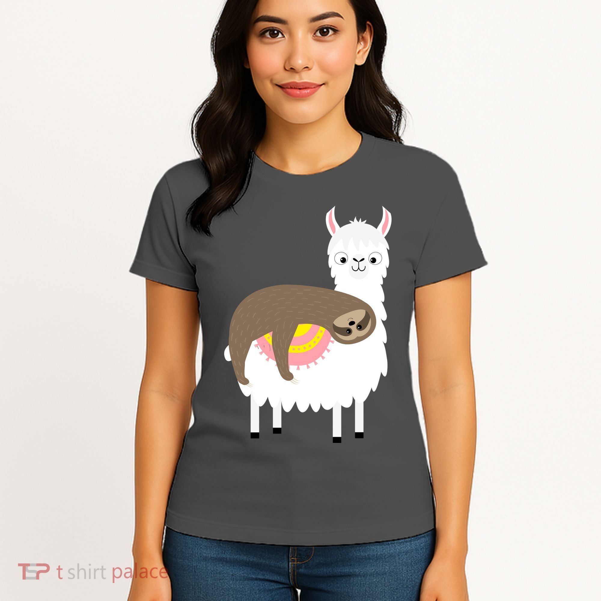 Sleeping Sloth On A Llama  Women's T-Shirt
