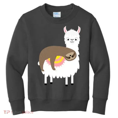 Sleeping Sloth On A Llama  Kids Sweatshirt