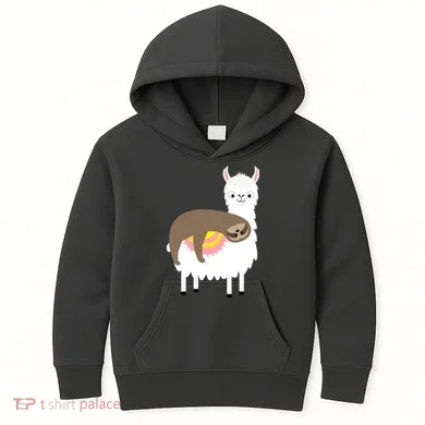 Sleeping Sloth On A Llama  Kids Hoodie
