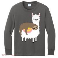 Sleeping Sloth On A Llama  Kids Long Sleeve Shirt thumb 0