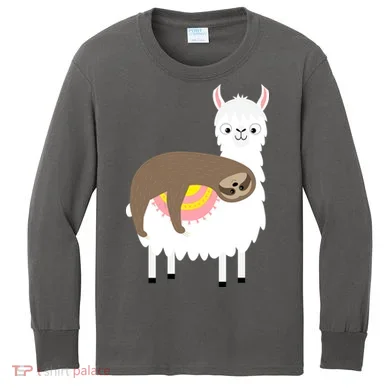 Sleeping Sloth On A Llama  Kids Long Sleeve Shirt