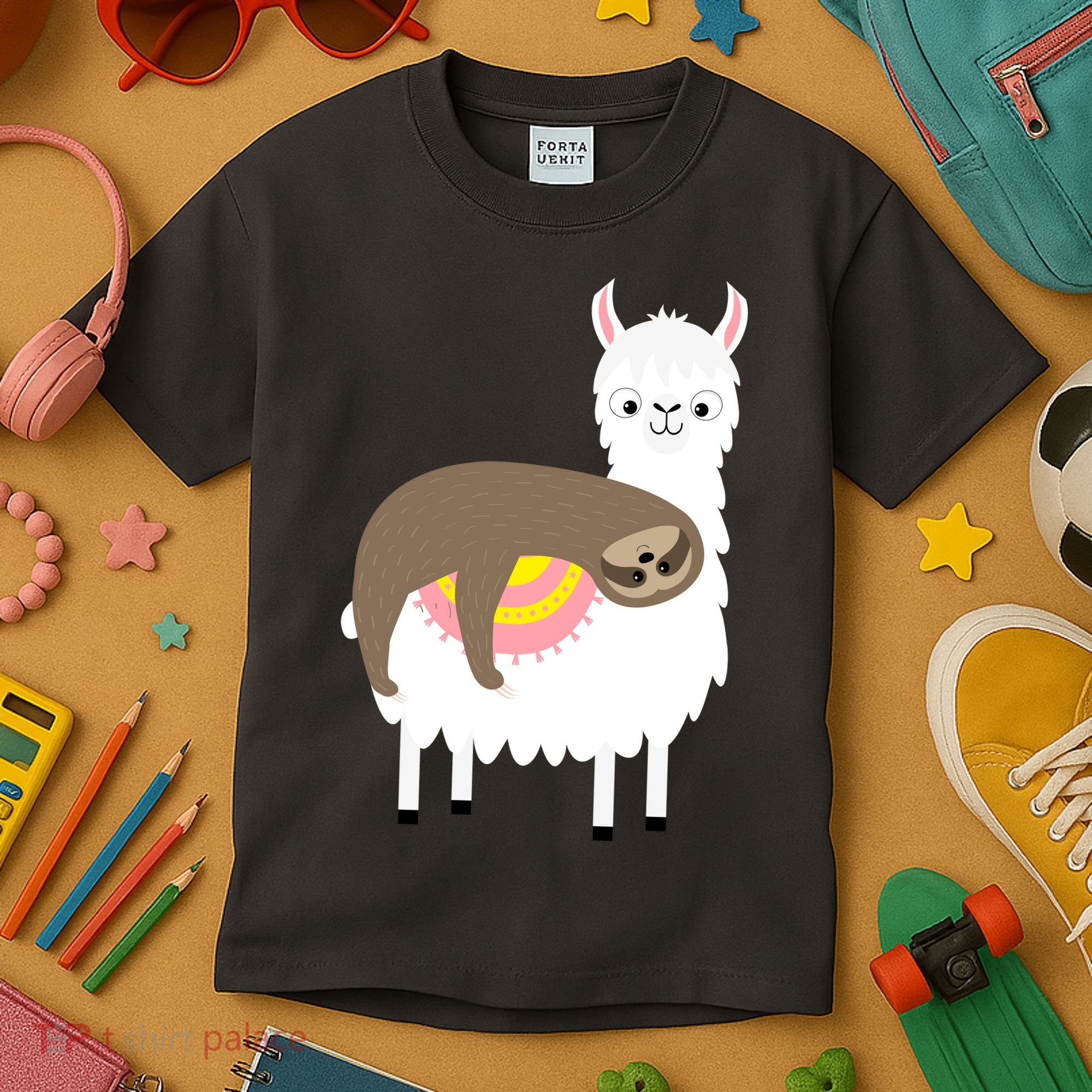 Sleeping Sloth On A Llama  Kids T-Shirt