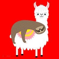 Sleeping Sloth On A Llama  Santa Hat thumb 1