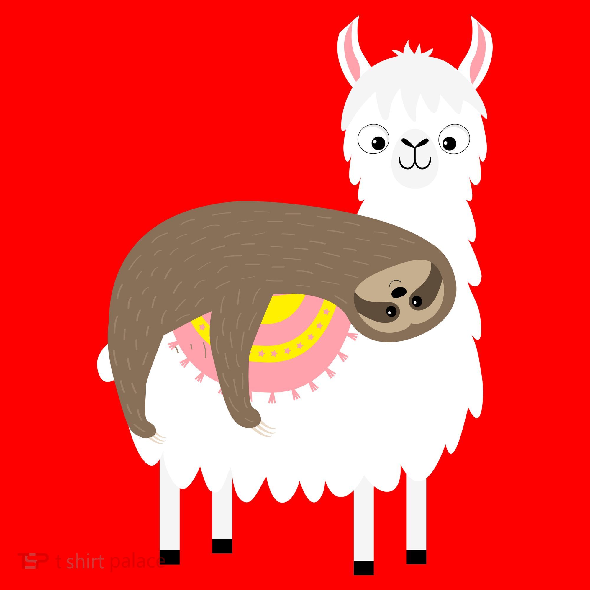 Sleeping Sloth On A Llama  Santa Hat