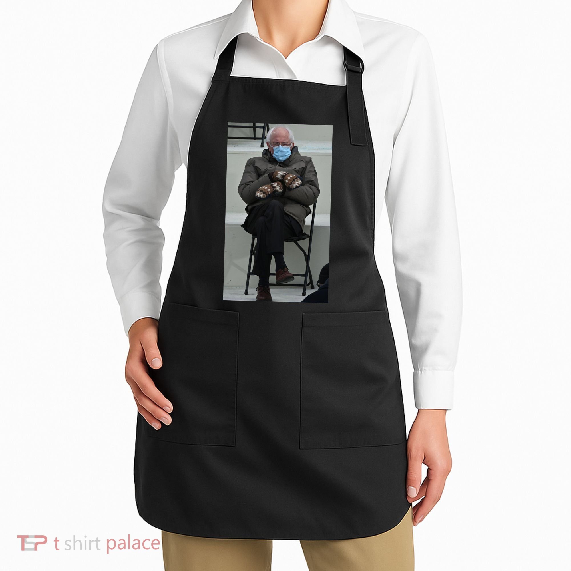 Sleepy Bernie Sanders Mittens Sitting Inauguration Apron