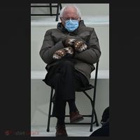 Sleepy Bernie Sanders Mittens Sitting Inauguration Button thumb 1