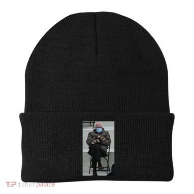 Sleepy Bernie Sanders Mittens Sitting Inauguration Beanie