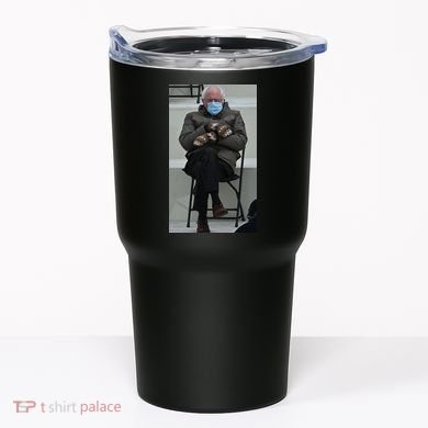 Sleepy Bernie Sanders Mittens Sitting Inauguration Tumbler