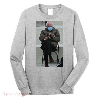 Sleepy Bernie Sanders Mittens Sitting Inauguration Long Sleeve Shirt