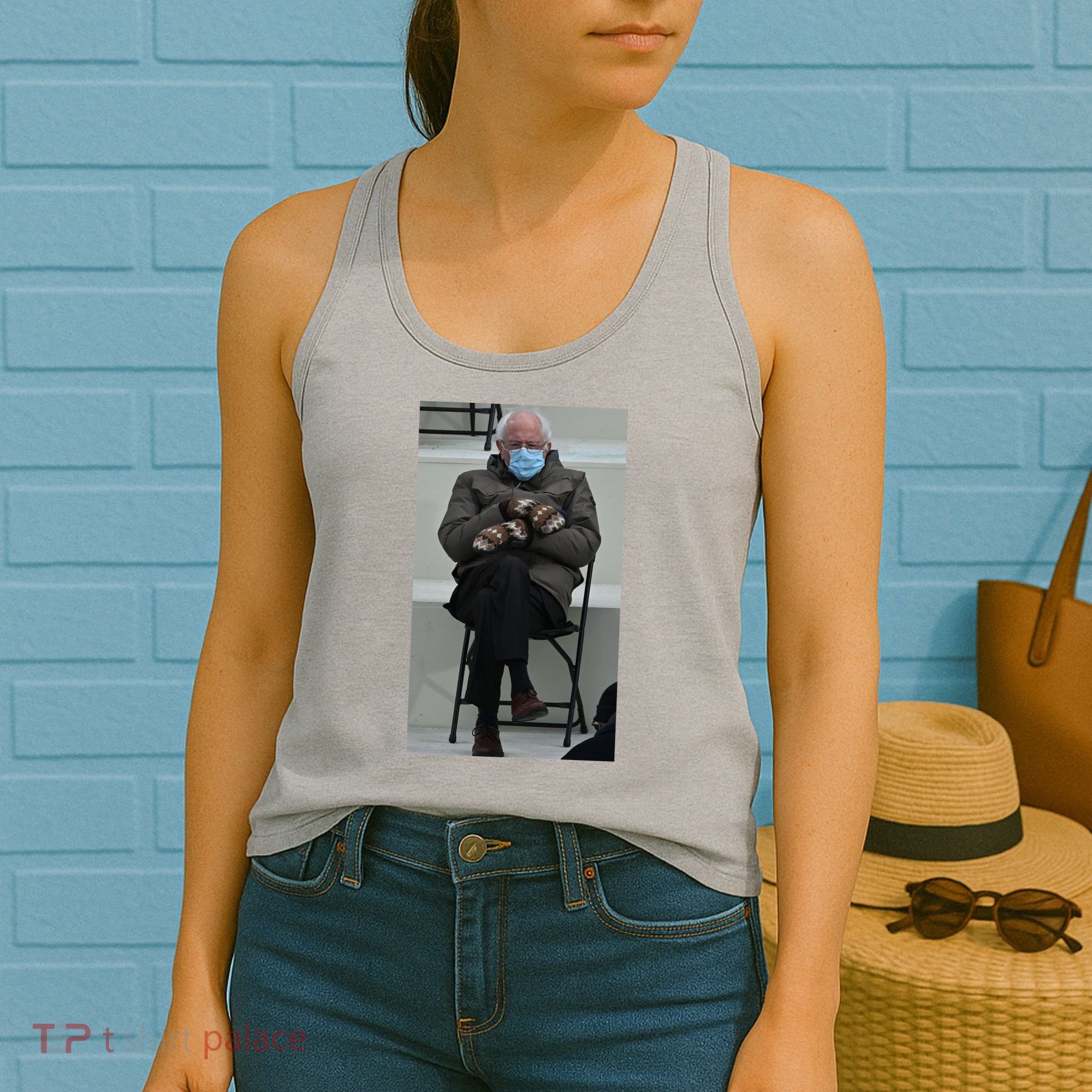 Sleepy Bernie Sanders Mittens Sitting Inauguration Women's Tank Top