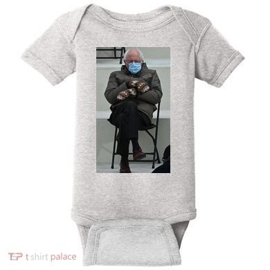 Sleepy Bernie Sanders Mittens Sitting Inauguration Baby Bodysuit