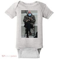 Sleepy Bernie Sanders Mittens Sitting Inauguration Baby Bodysuit thumb 0