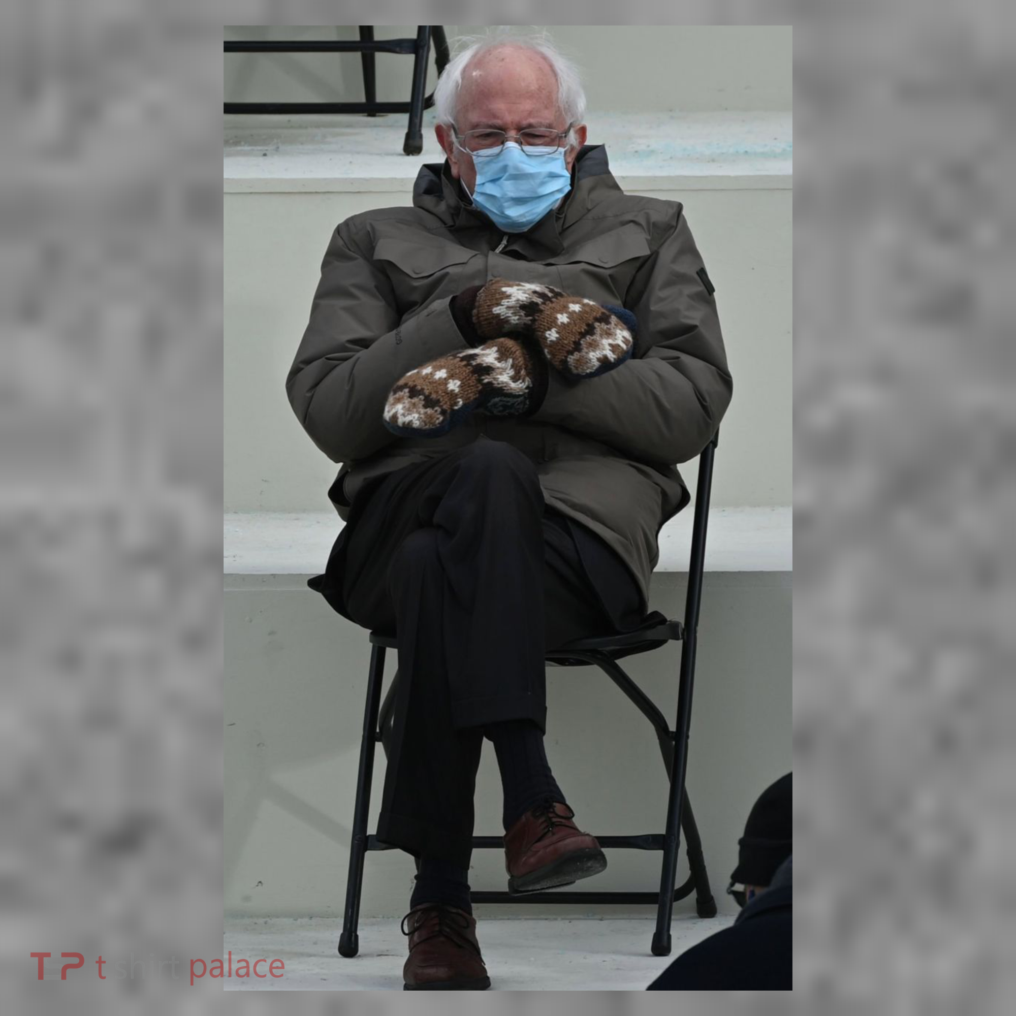 Sleepy Bernie Sanders Mittens Sitting Inauguration Baby Bodysuit