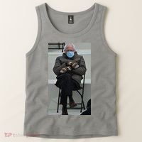 Sleepy Bernie Sanders Mittens Sitting Inauguration Tank Top thumb 2