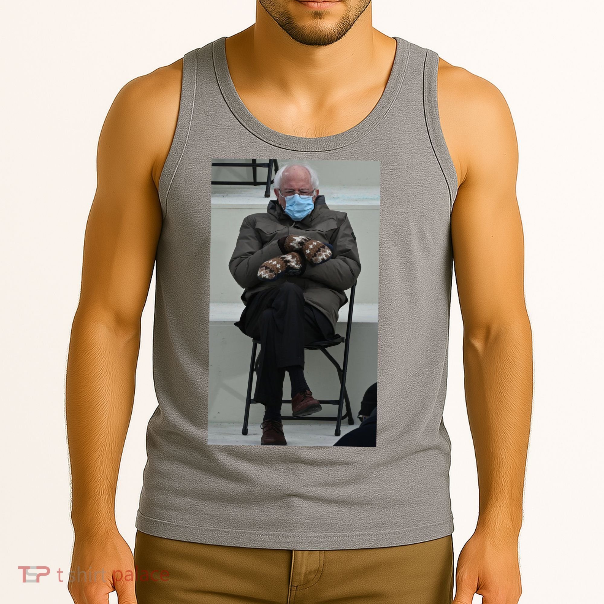 Sleepy Bernie Sanders Mittens Sitting Inauguration Tank Top
