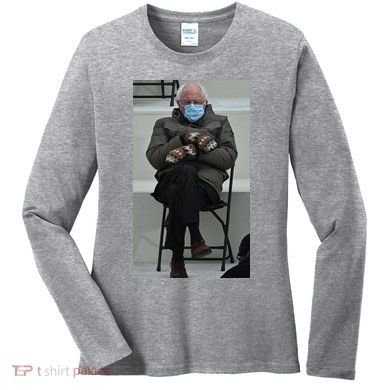Sleepy Bernie Sanders Mittens Sitting Inauguration Women's Long Sleeve Shirt