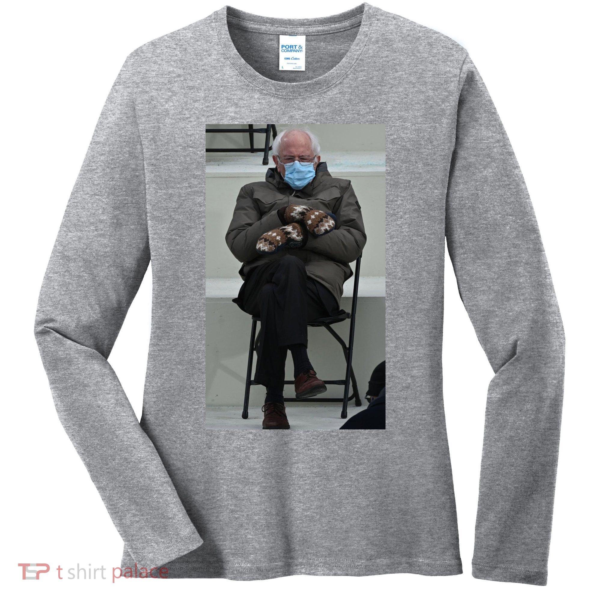 Sleepy Bernie Sanders Mittens Sitting Inauguration Women's Long Sleeve Shirt