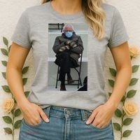 Sleepy Bernie Sanders Mittens Sitting Inauguration Women's T-Shirt thumb 2