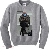 Sleepy Bernie Sanders Mittens Sitting Inauguration Kids Sweatshirt thumb 0