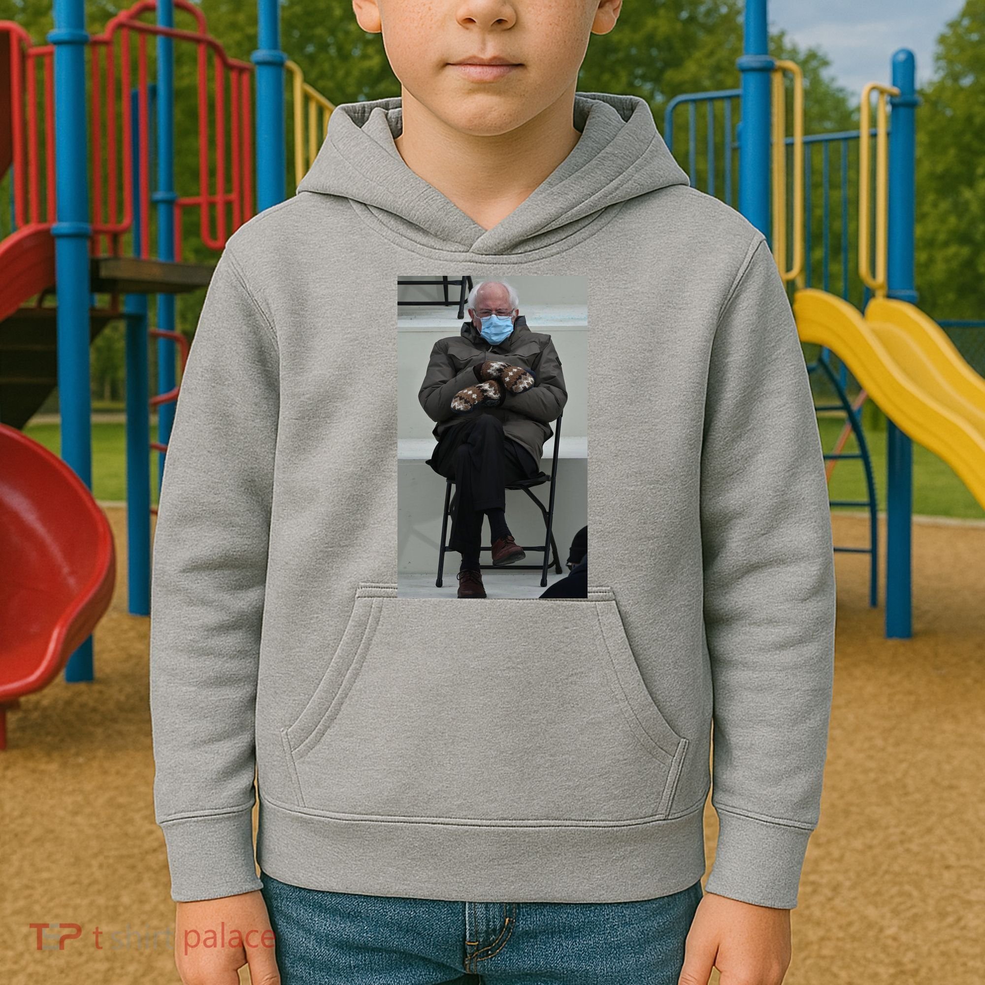 Sleepy Bernie Sanders Mittens Sitting Inauguration Kids Hoodie