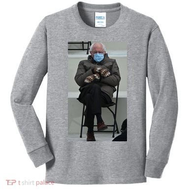 Sleepy Bernie Sanders Mittens Sitting Inauguration Kids Long Sleeve Shirt