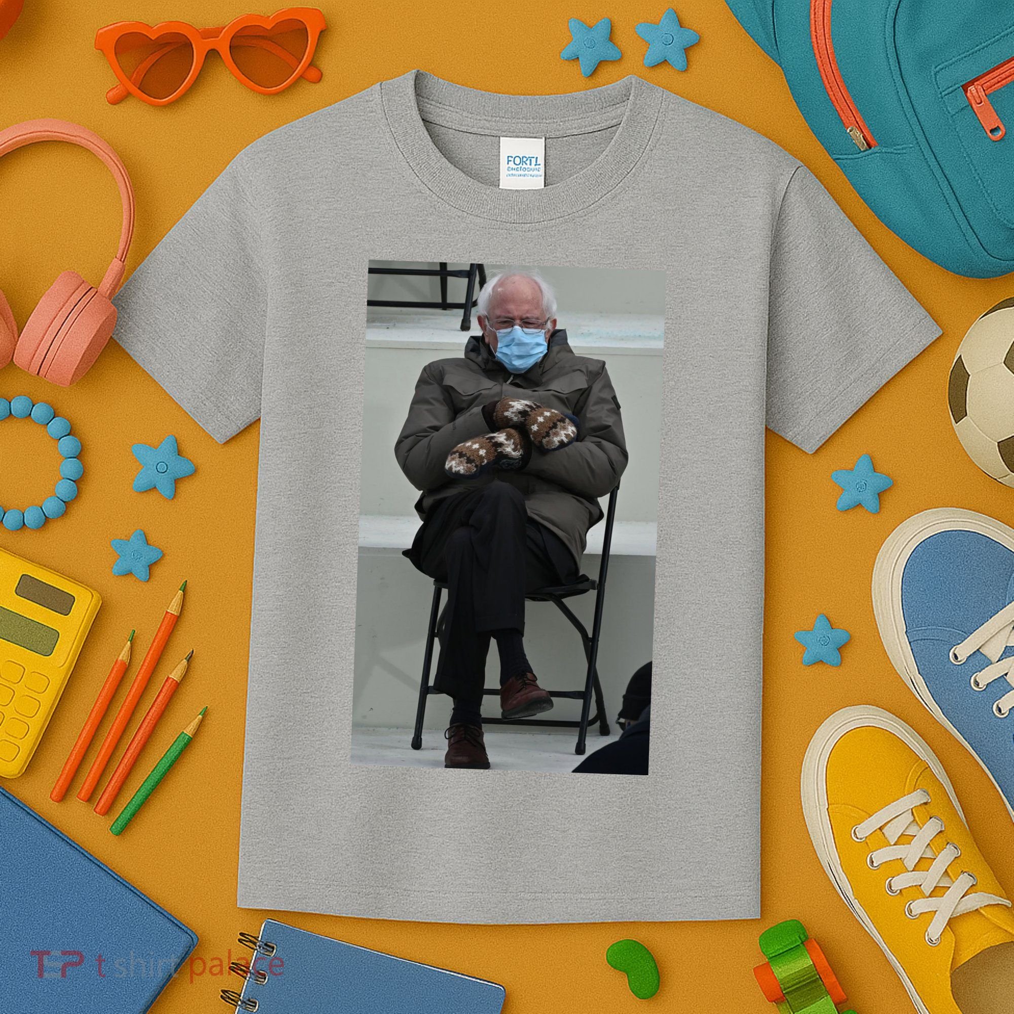Sleepy Bernie Sanders Mittens Sitting Inauguration Kids T-Shirt