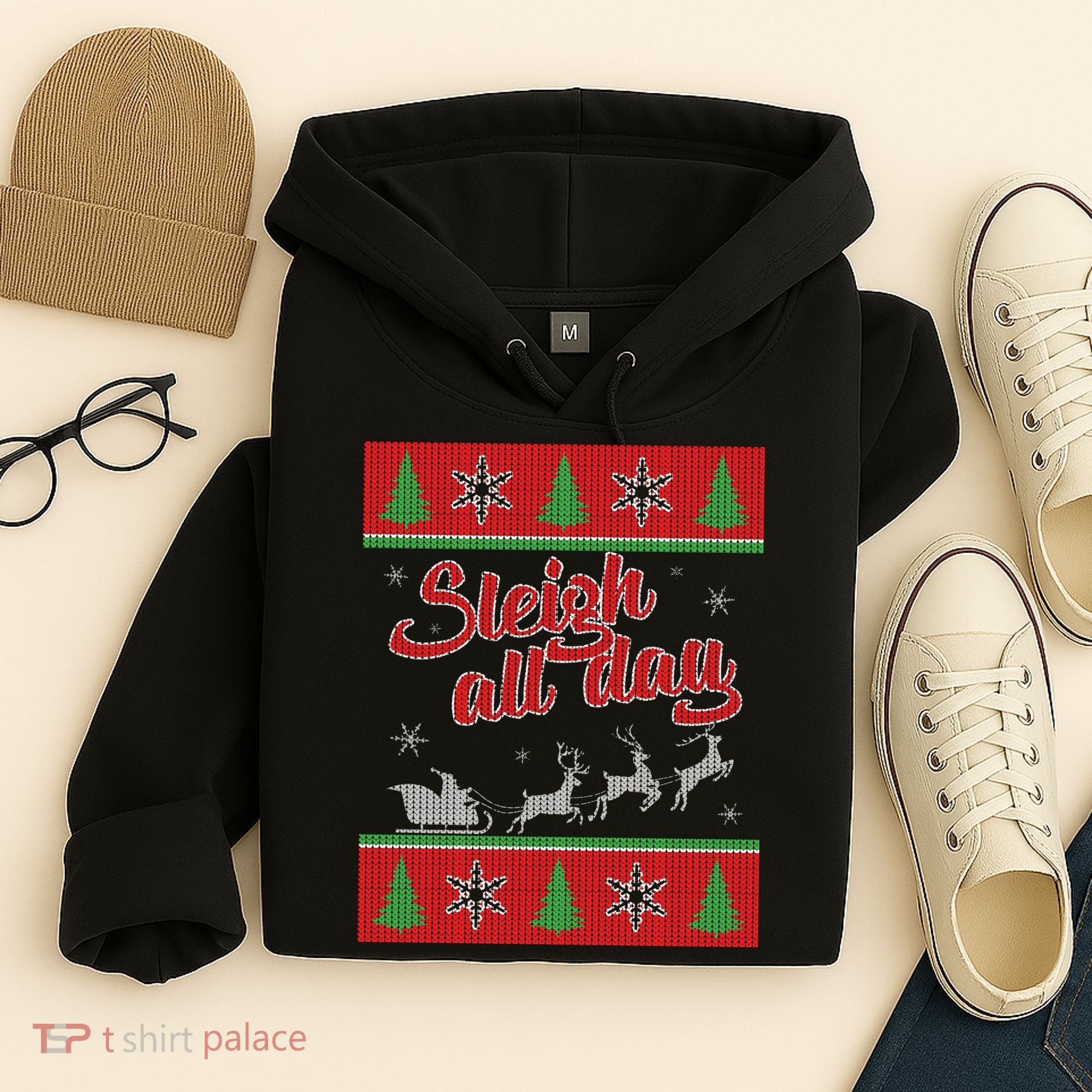 Sleigh All Day Ugly Christmas Hoodie