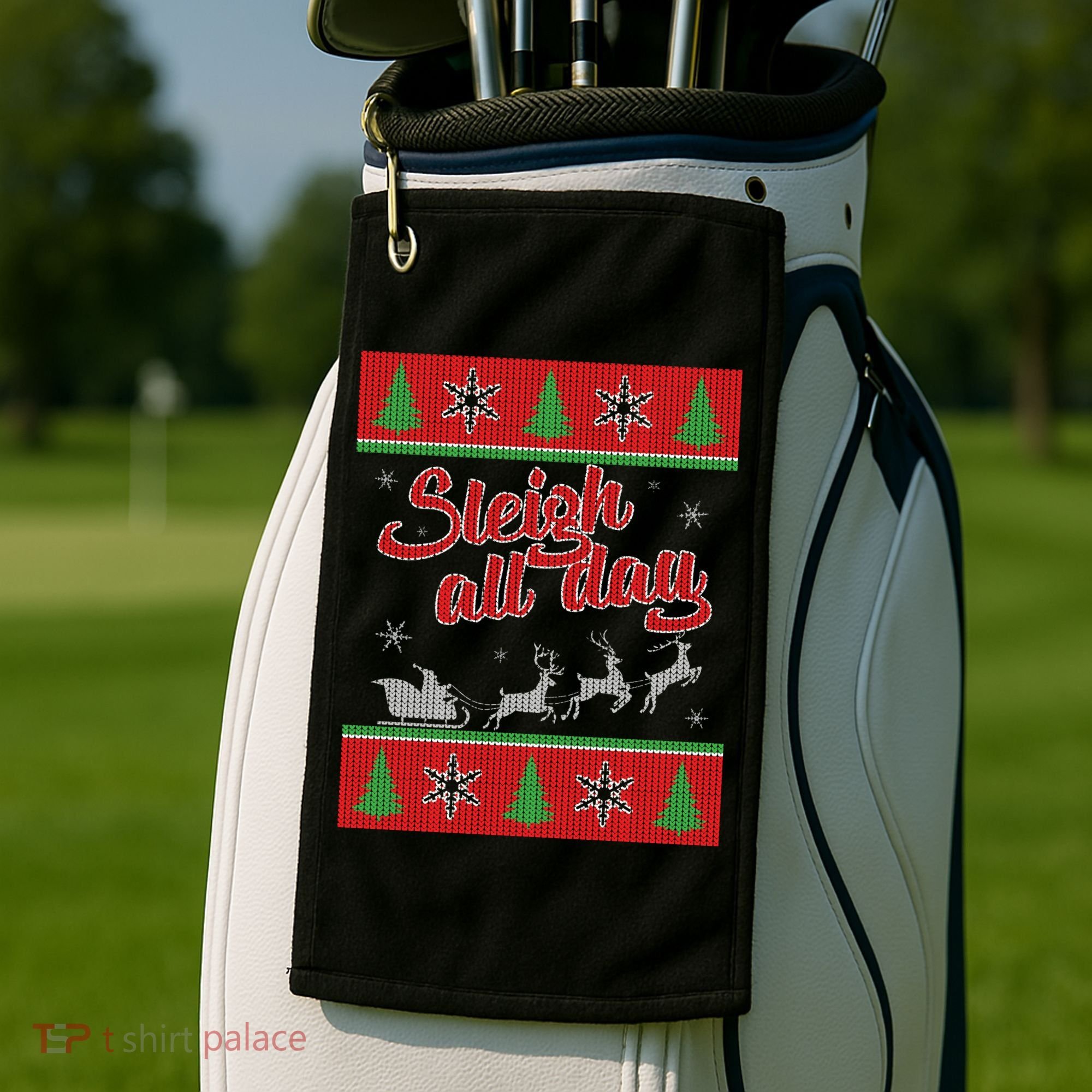 Sleigh All Day Ugly Christmas Golf Towel