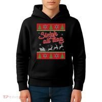 Sleigh All Day Ugly Christmas Kids Hoodie thumb 4