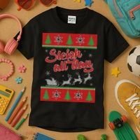 Sleigh All Day Ugly Christmas Kids T-Shirt thumb 3