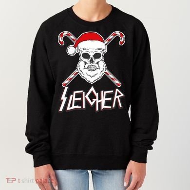 Sleigher Santa Candy Cane Skull Women's Sweatshirt