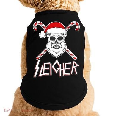 Sleigher Santa Candy Cane Skull Doggie Tank