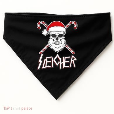 Sleigher Santa Candy Cane Skull USA-Made Doggie Bandana