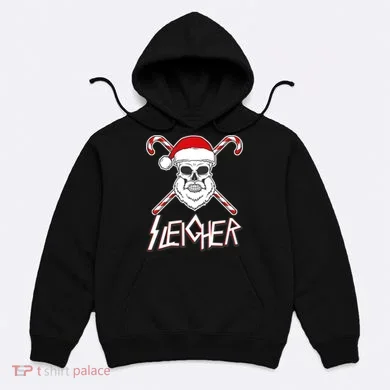 Sleigher Santa Candy Cane Skull Hoodie