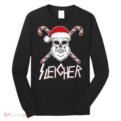 Sleigher Santa Candy Cane Skull Long Sleeve Shirt
