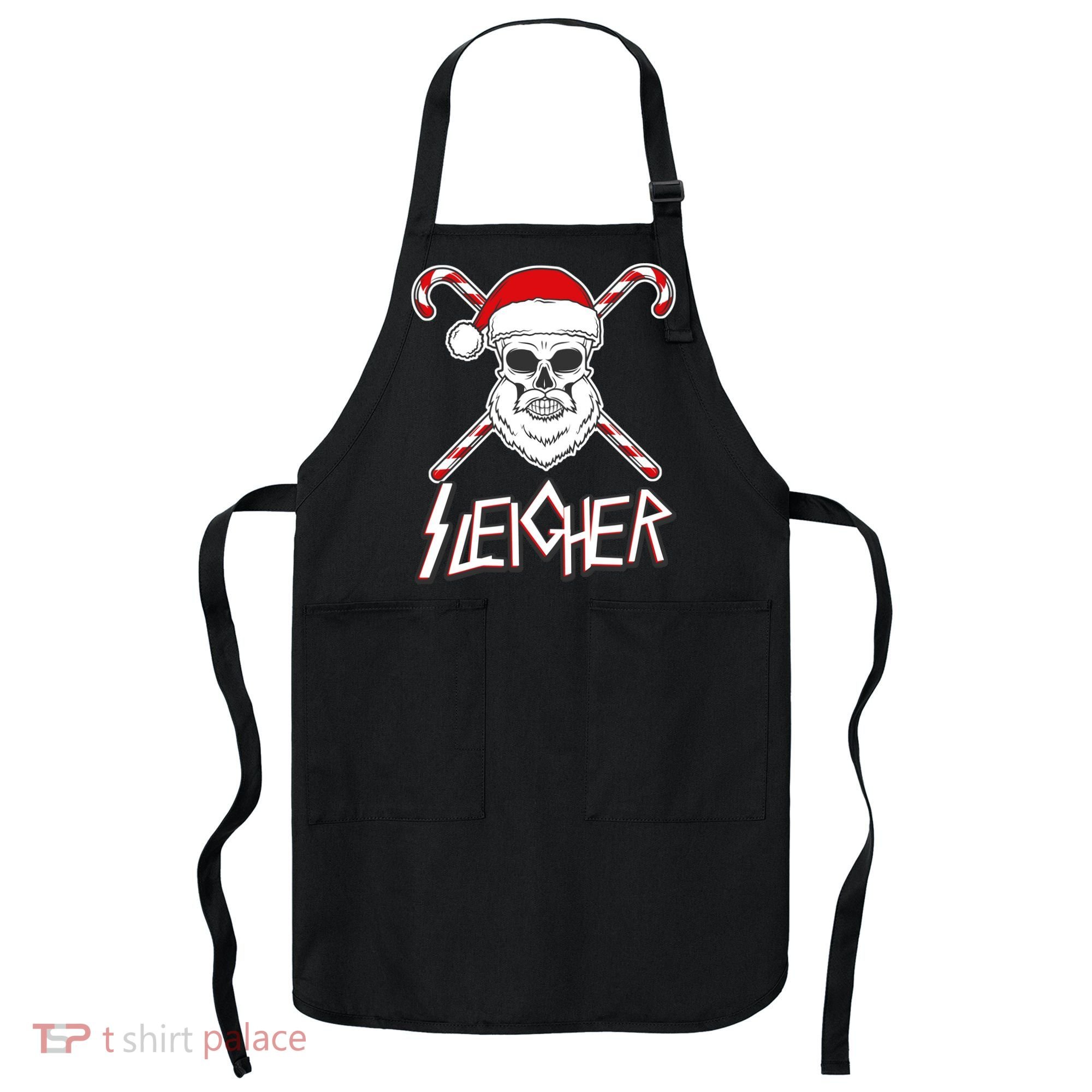 Sleigher Santa Candy Cane Skull Apron