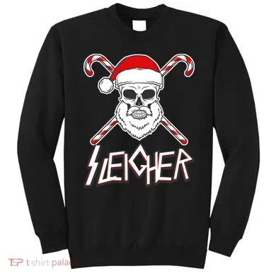 Sleigher Santa Candy Cane Skull Sweatshirt