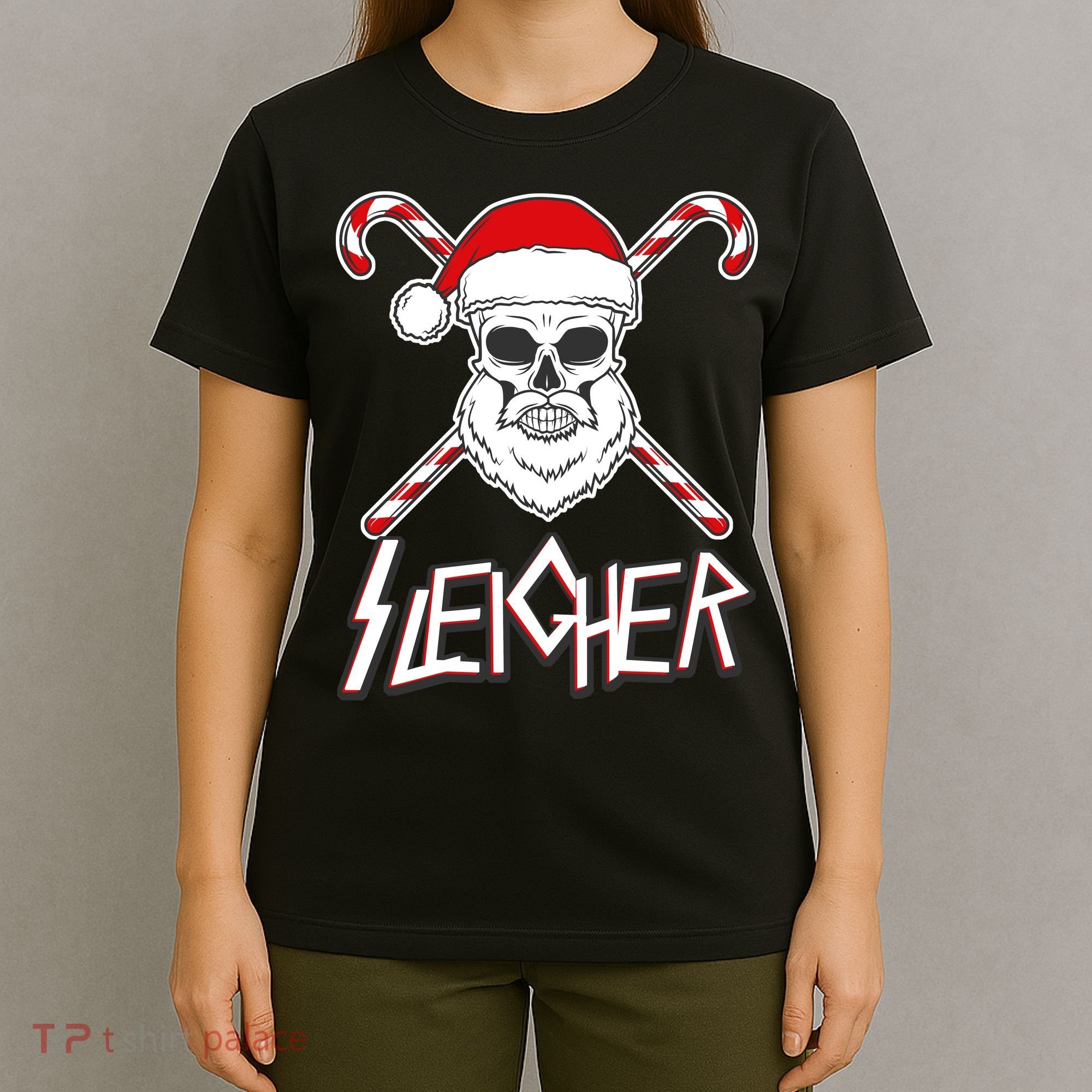 Sleigher Santa Candy Cane Skull T-Shirt