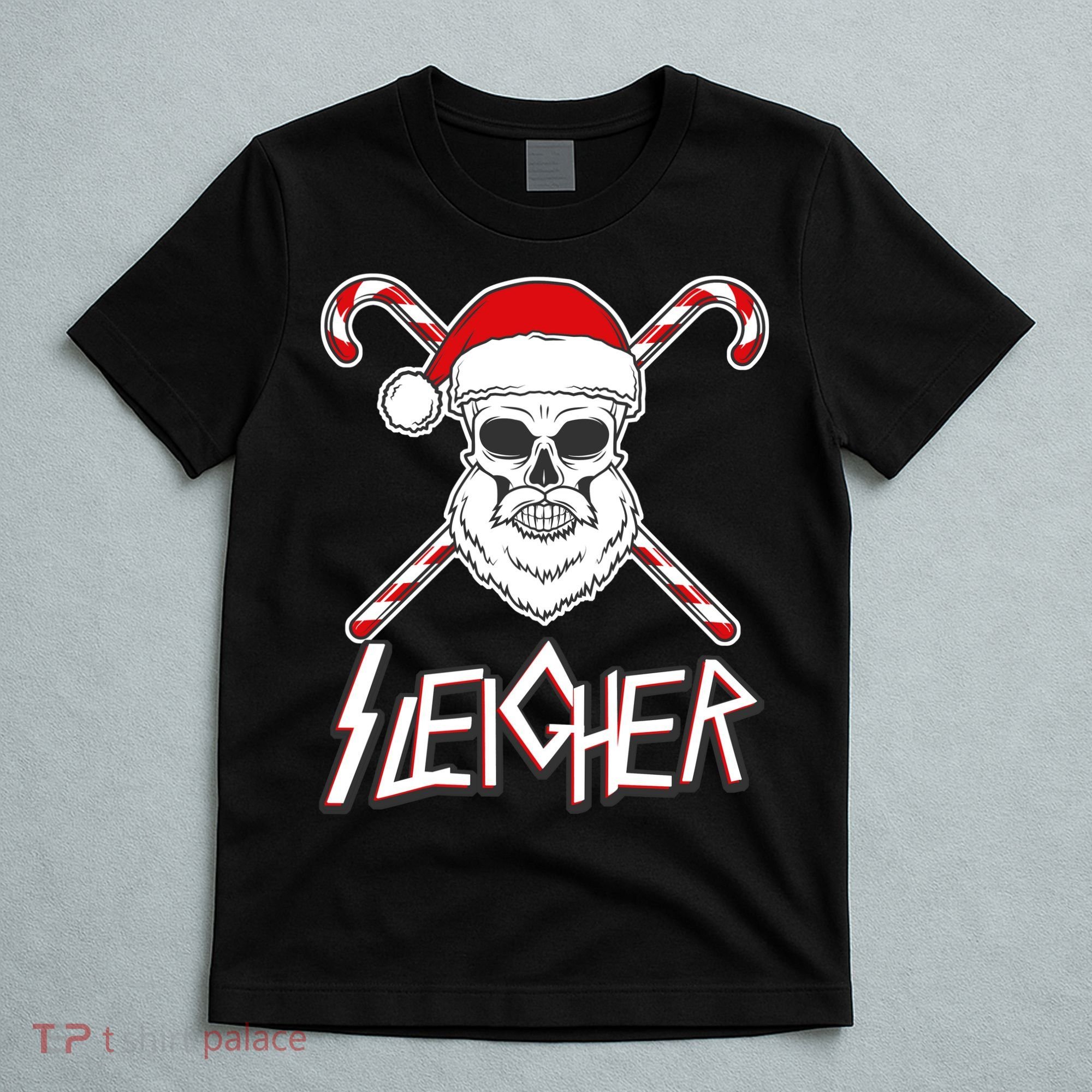 Sleigher Santa Candy Cane Skull T-Shirt