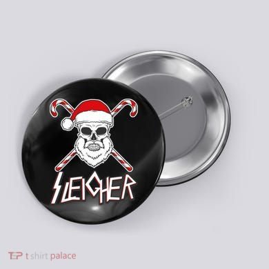 Sleigher Santa Candy Cane Skull Button