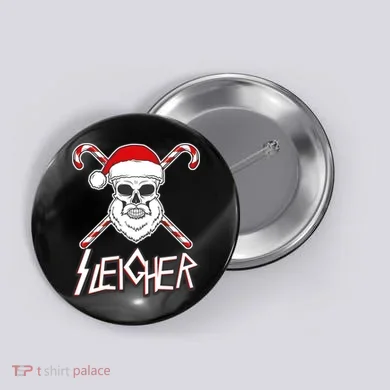 Sleigher Santa Candy Cane Skull Button