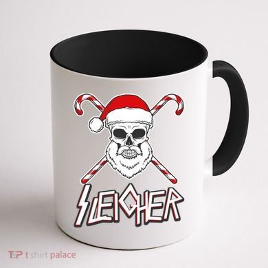 Sleigher Santa Candy Cane Skull Coffee Mug back