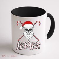 Sleigher Santa Candy Cane Skull Coffee Mug thumb 1