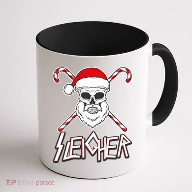 Sleigher Santa Candy Cane Skull Coffee Mug back