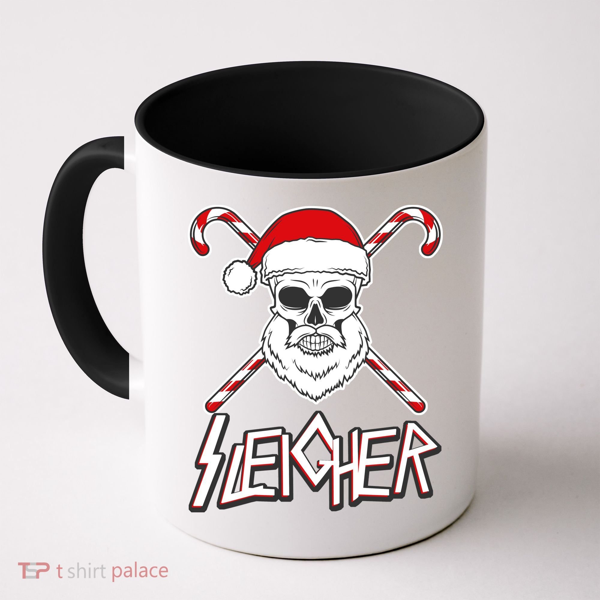Sleigher Santa Candy Cane Skull Coffee Mug