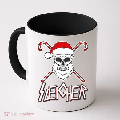 Sleigher Santa Candy Cane Skull Coffee Mug